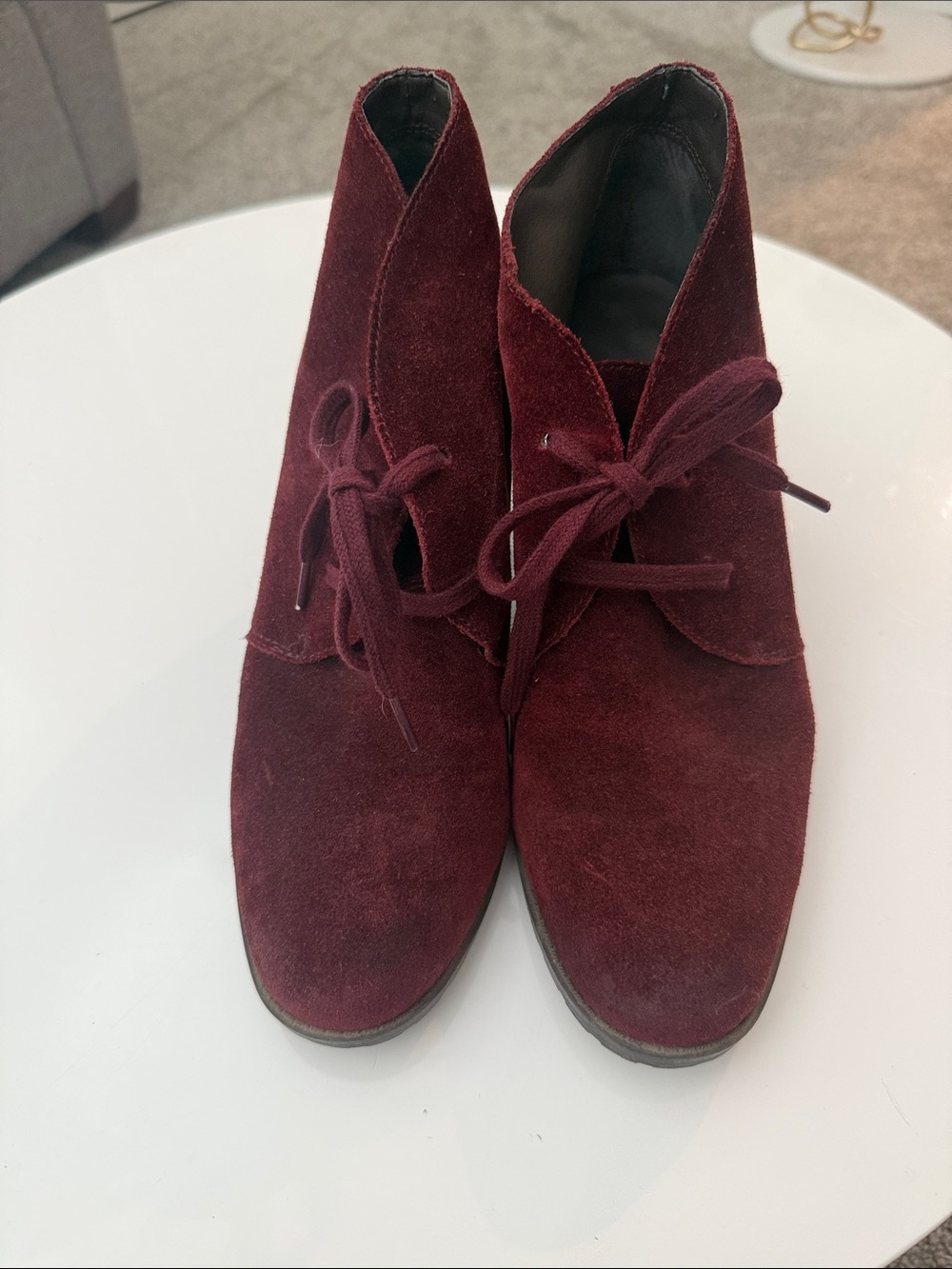 Franco Sarto Women’s Burgundy Suede Lace-Up Ankle Boots